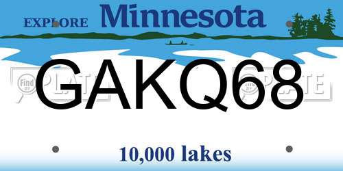 GAKQ68 Minnesota License Plate