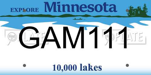 GAM111 Minnesota License Plate