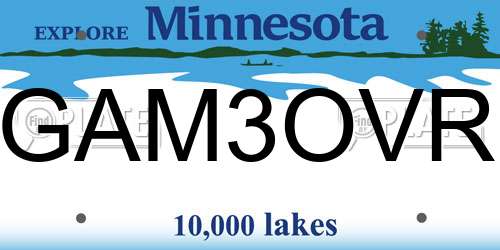 GAM3OVR Minnesota License Plate