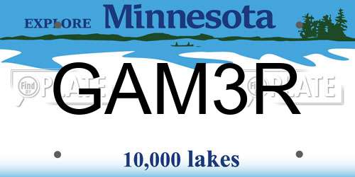 GAM3R Minnesota License Plate