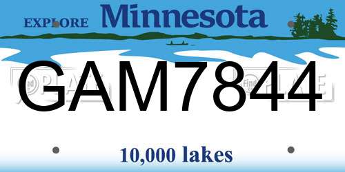 GAM7844 Minnesota License Plate