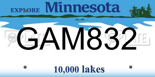 GAM832 Minnesota License Plate
