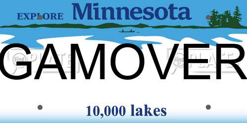GAMOVER Minnesota License Plate