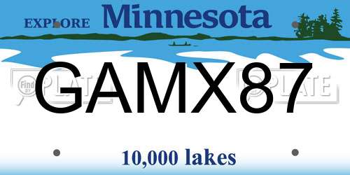 GAMX87 Minnesota License Plate