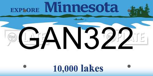 GAN322 Minnesota License Plate