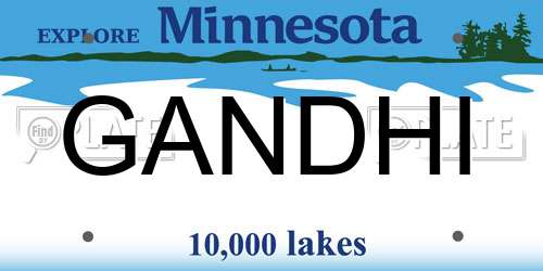 GANDHI Minnesota License Plate