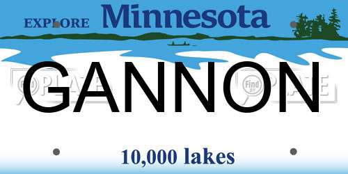 GANNON Minnesota License Plate
