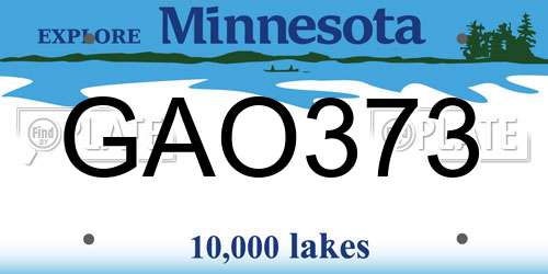 GAO373 Minnesota License Plate