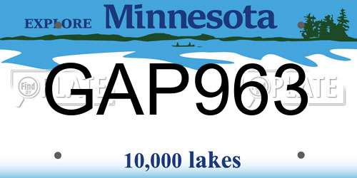 GAP963 Minnesota License Plate