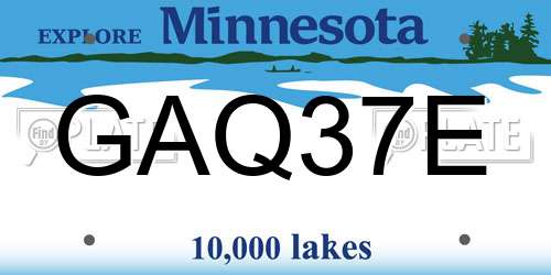 GAQ37E Minnesota License Plate