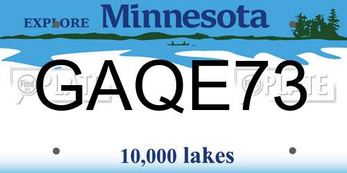 GAQE73 Minnesota License Plate