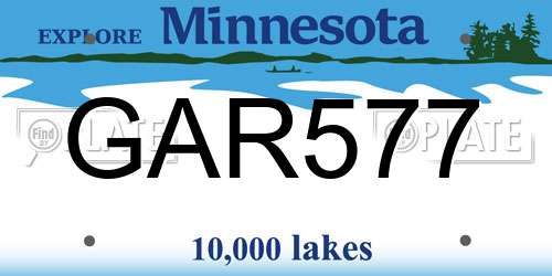 GAR577 Minnesota License Plate