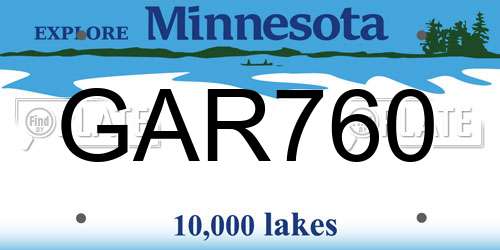 GAR760 Minnesota License Plate