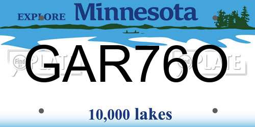 GAR76O Minnesota License Plate