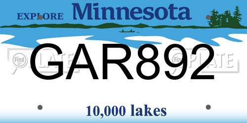 GAR892 Minnesota License Plate
