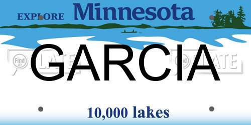 GARCIA Minnesota License Plate