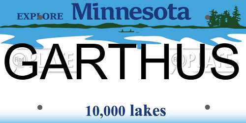 GARTHUS Minnesota License Plate