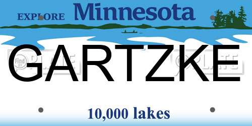 GARTZKE Minnesota License Plate