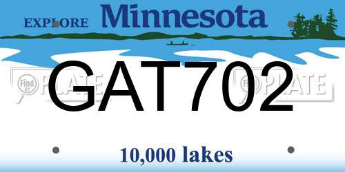 GAT702 Minnesota License Plate