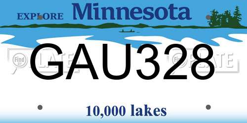 GAU328 Minnesota License Plate