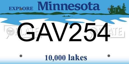 GAV254 Minnesota License Plate