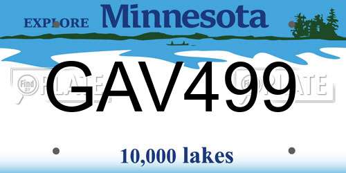 GAV499 Minnesota License Plate