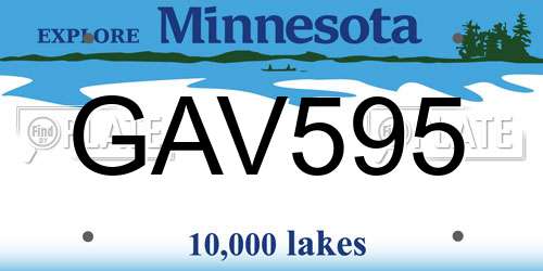 GAV595 Minnesota License Plate