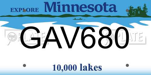 GAV680 Minnesota License Plate