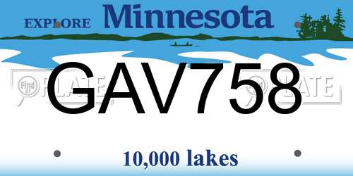 GAV758 Minnesota License Plate