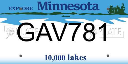 GAV781 Minnesota License Plate