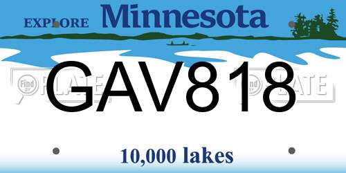 GAV818 Minnesota License Plate