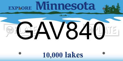 GAV840 Minnesota License Plate