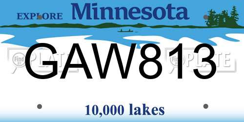 GAW813 Minnesota License Plate