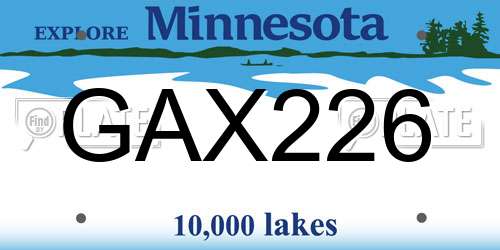GAX226 Minnesota License Plate