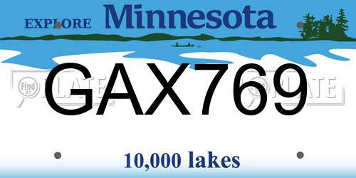 GAX769 Minnesota License Plate