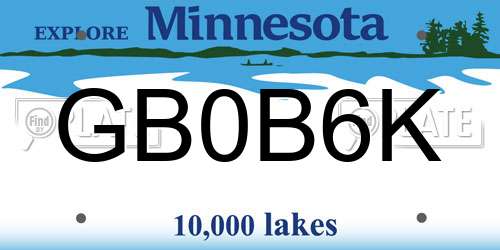 GB0B6K Minnesota License Plate