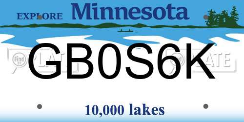 GB0S6K Minnesota License Plate