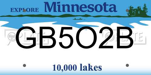 GB5O2B Minnesota License Plate
