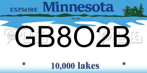 GB8O2B Minnesota License Plate