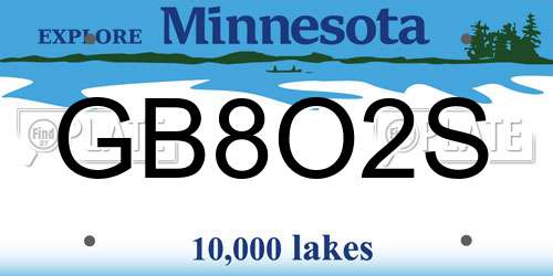 GB8O2S Minnesota License Plate