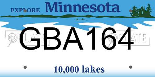 GBA164 Minnesota License Plate