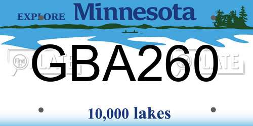 GBA260 Minnesota License Plate