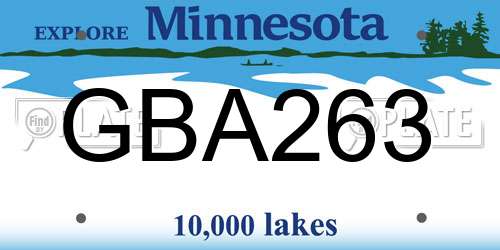 GBA263 Minnesota License Plate