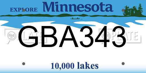GBA343 Minnesota License Plate