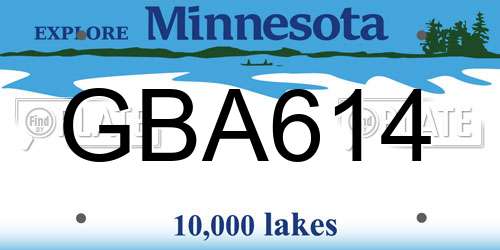 GBA614 Minnesota License Plate