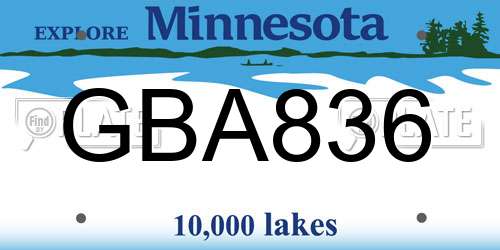 GBA836 Minnesota License Plate