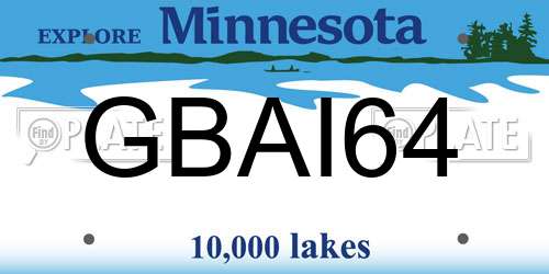 GBAI64 Minnesota License Plate