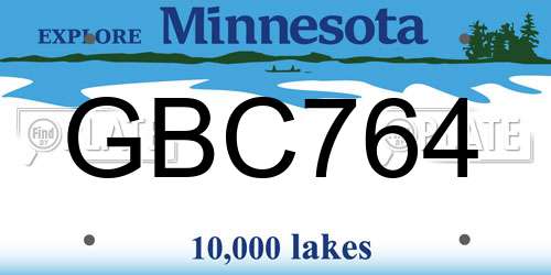GBC764 Minnesota License Plate