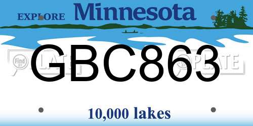 GBC863 Minnesota License Plate