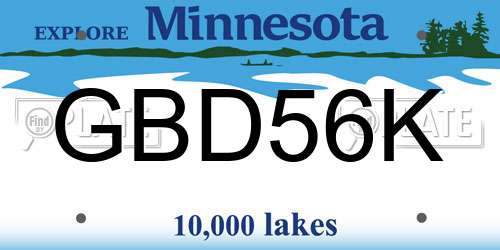 GBD56K Minnesota License Plate